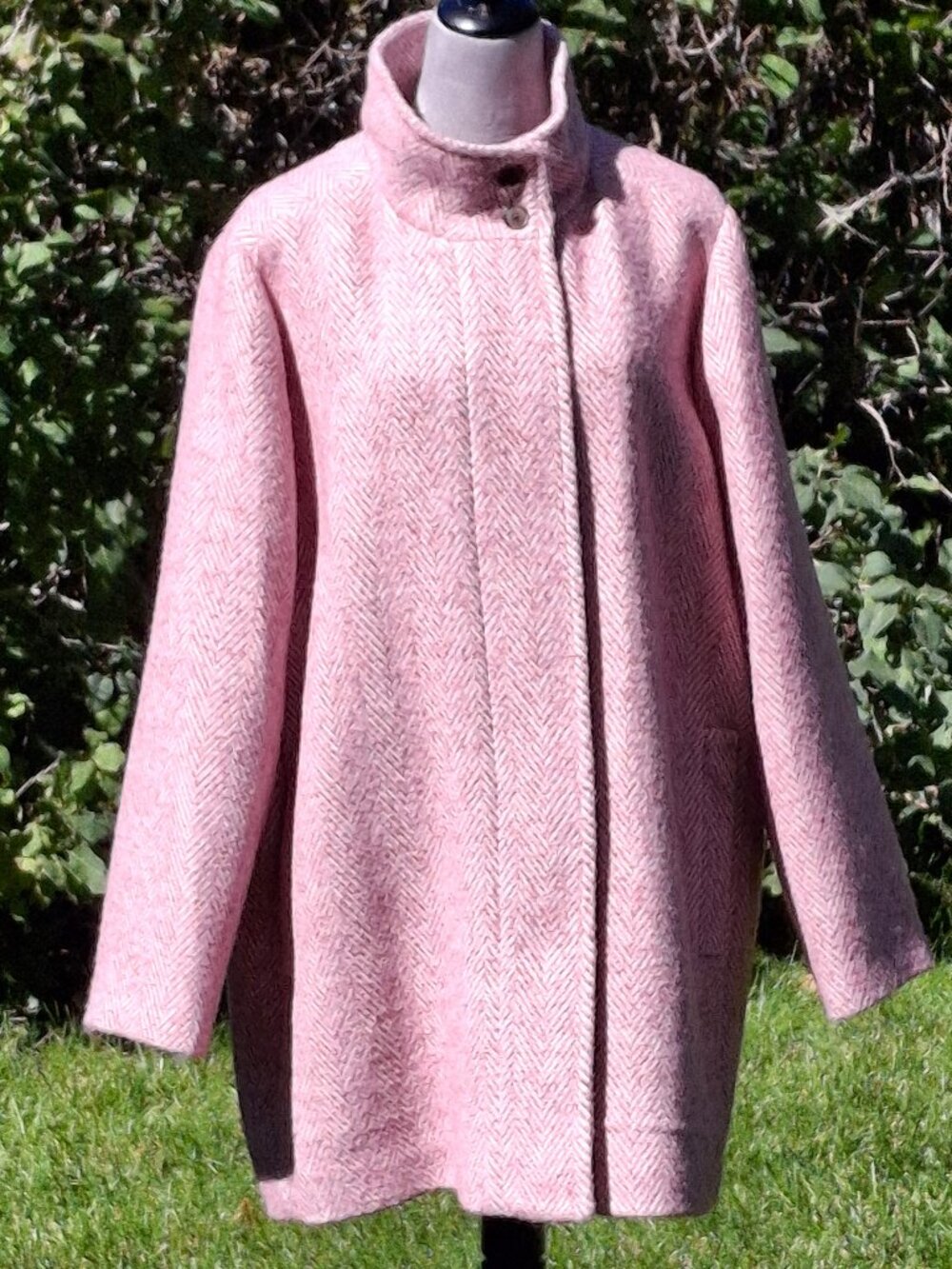 J Crew Chic Textured Mid-length Pink Herringbone City Coat NWT Size 22